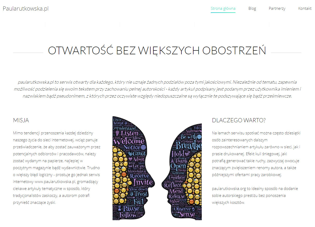 Zrzut ekranu strony głównej serwisu paularutkowska.pl